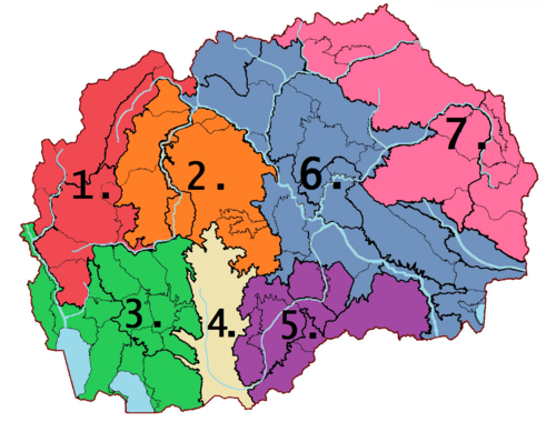 Regiony Macedonii Północnej z numerami