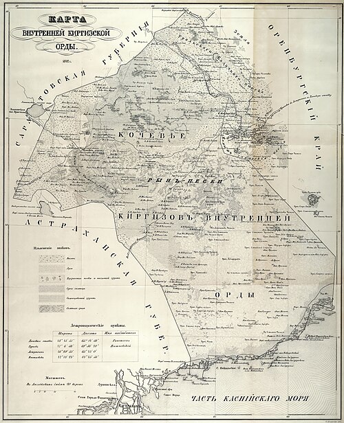 Mapa Wewnętrznej Hordy Kirgiskiej 1842