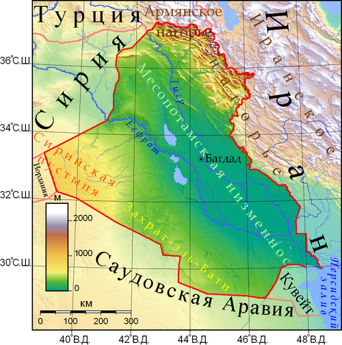 Mapa fizyczna Iraku
