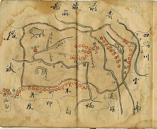 Mapa Frontu Tybetu Wu Run-De 1907