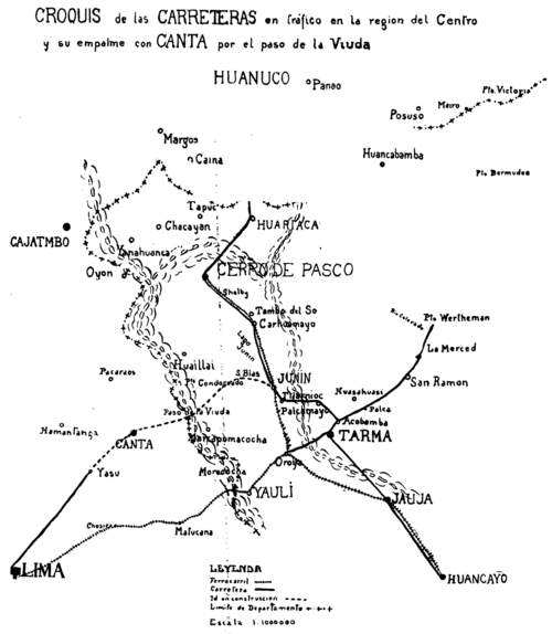 Sieć drogowa Peru Środkowe 1925