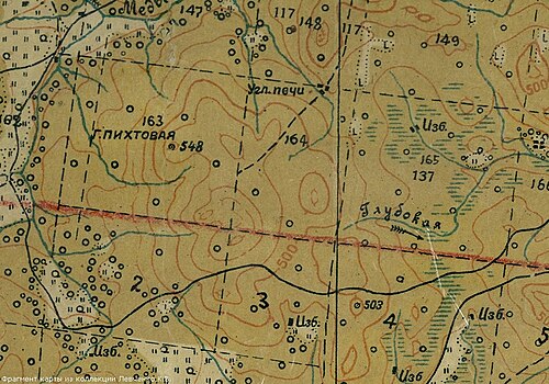Mapa powiatu Polevsky, obł. Świerdłowska 1936