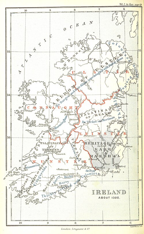 Irlandia za czasów Tudorów - mapa historyczna