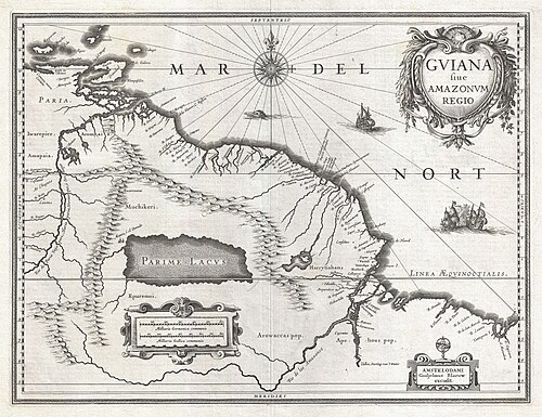 Mapa Gujany Blaeu 1635