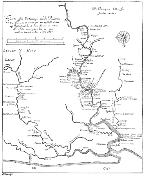 Mapa Surinamu Mogge 1677