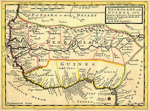 Mapa wybrzeża Gwinei 1736