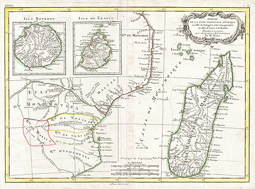 Mapa Afryki wschodniej, Madagaskaru i Mauritiusa