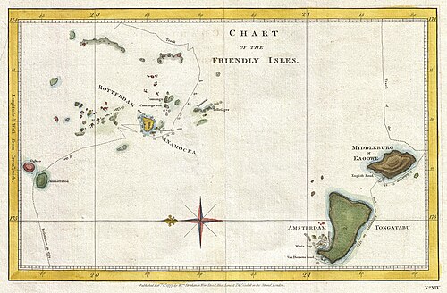 Mapa Wysp Przyjaznych Cooka 1777