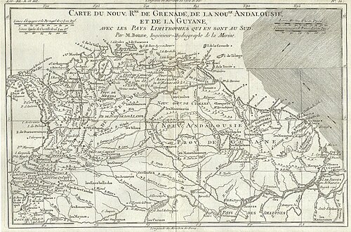 Mapa Ameryki Południowej - północ (Bonne, 1780)