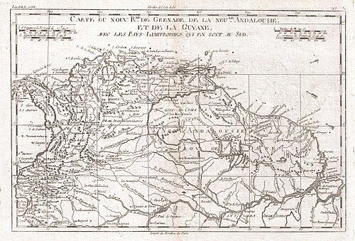 Mapa Ameryki Południowej - północ (Raynal-Bonne, 1780)