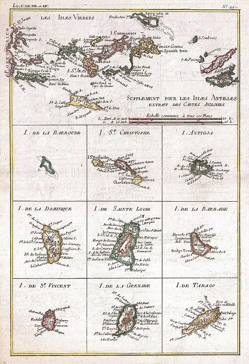 Mapa Indii Zachodniej 1780 - Raynal Bonne