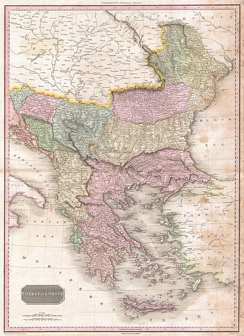 Mapa Turcji w Europie, Grecja i Bałkany