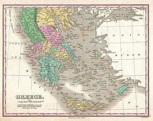 Mapa Grecji, 1827 Finley
