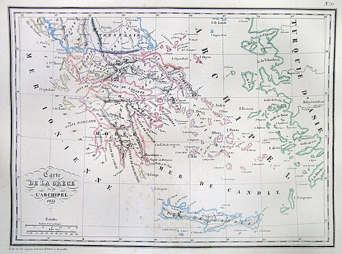 Mapa Grecji, 1834 Malte-Brun