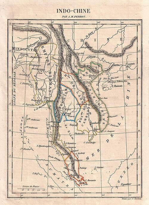 Mapa Indochin Perrota z 1850 roku