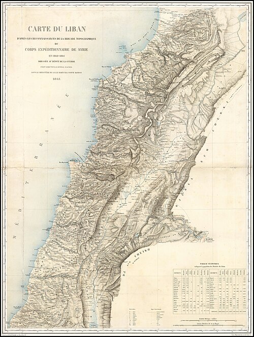 Francuska mapa Libanu z 1862 roku