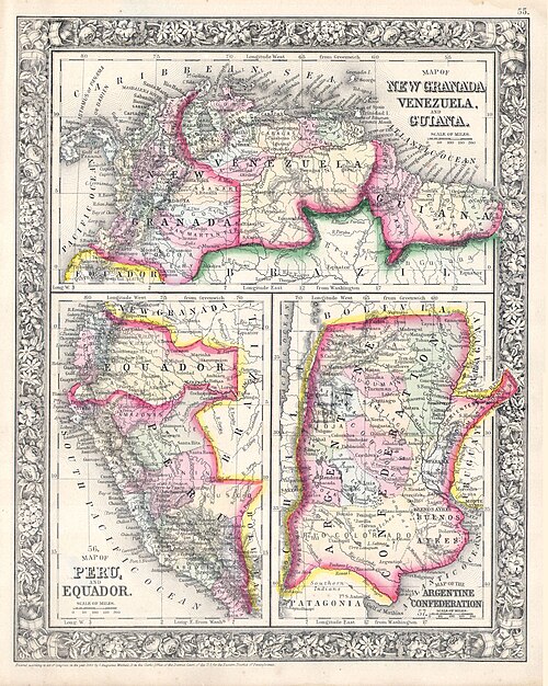 Mapa Mitchella Peru i Wenezueli (1864)