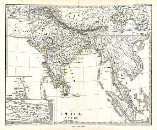 Mapa Indii i Azji Południowo-Wschodniej Sprunera z 1865