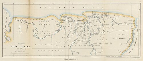 Mapa Surinamu z 1876 roku