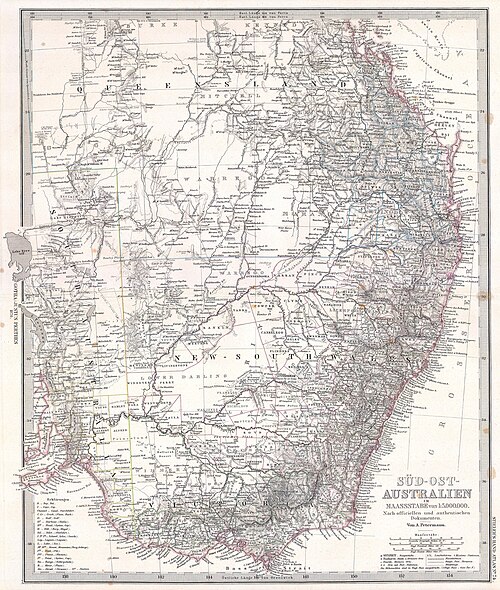 Mapa Stielera Australii Południowo-Wschodniej 1876