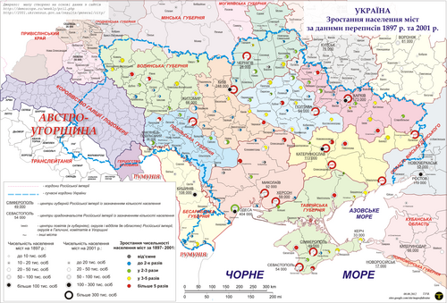 Miasta ukraińskie 1897-2001