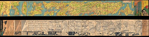 Panoramiczna mapa Japonii, Korei, Tajwanu i Mandżurii 1934