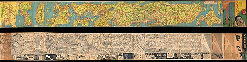 Mapa panoramiczna Japonii, Korei, Tajwanu i Mandżurii z 1934 r.