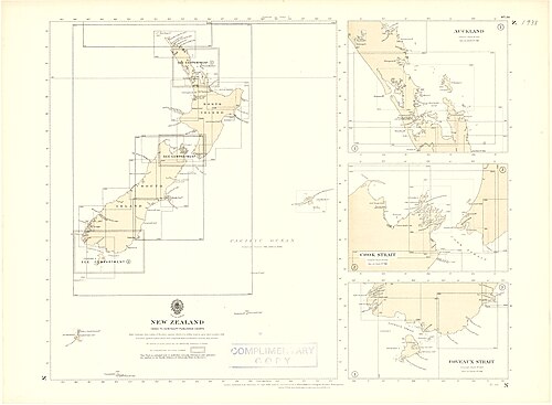 Indeks map Admiralicji Nowej Zelandii 1938