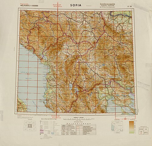 Niemiecka mapa wojskowa 1942 - Sofia