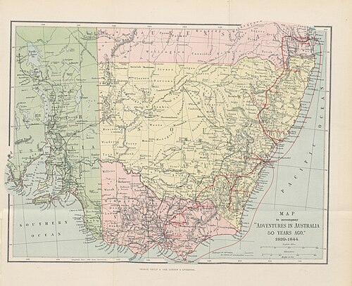 Mapa z Przygód w Australii (1839-1844)