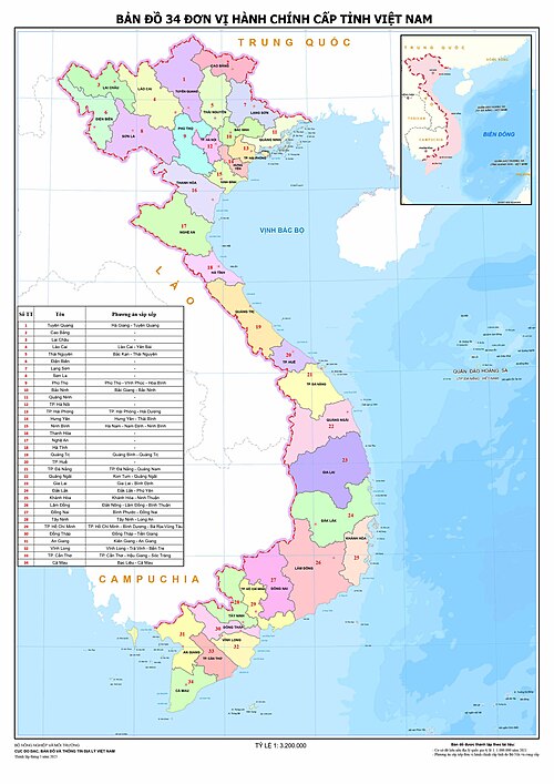 Przeorganizowana mapa podzielenia Wietnamu