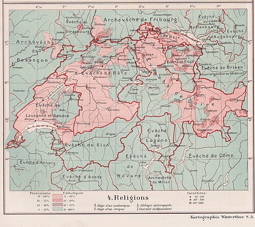 Geografia religijna Szwajcarii - XX wiek