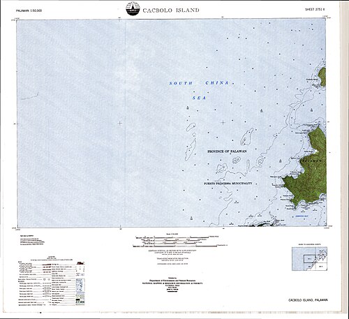 Mapa topograficzna wyspy Cacbolo