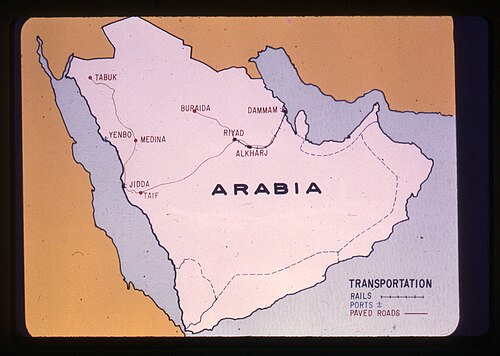 Mapa dróg i kolei Arabii Saudyjskiej