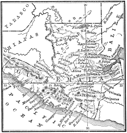 Mapa granic Chiapas i Gwatemali