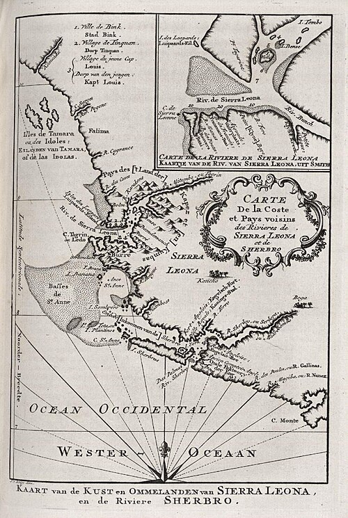 Mapa wybrzeża Sierra Leone