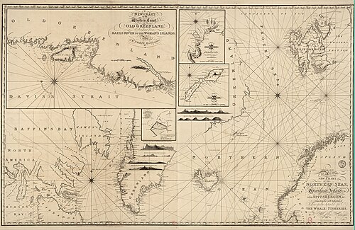 Mapa mórz północnych: Grenlandia, Islandia, Spitsbergen