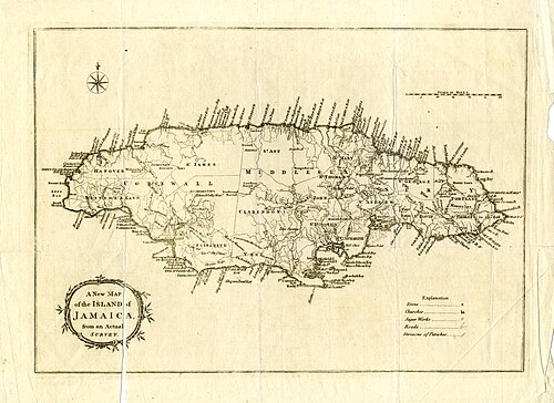 Nowa mapa wyspy Jamajka