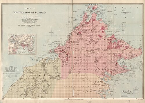 Mapa Brytyjskiego Północnego Borneo LOC