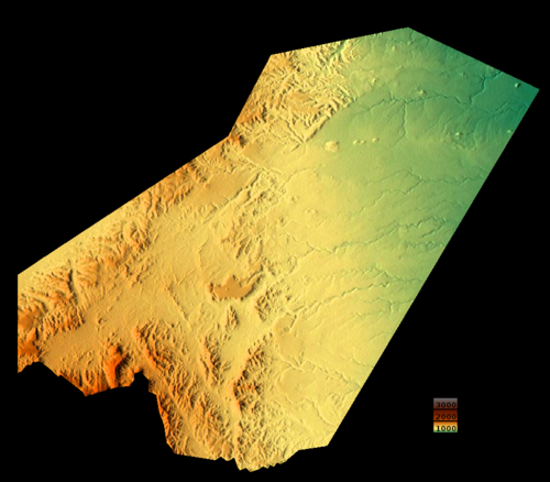Mapa topograficzna regionu Ali Sabieh