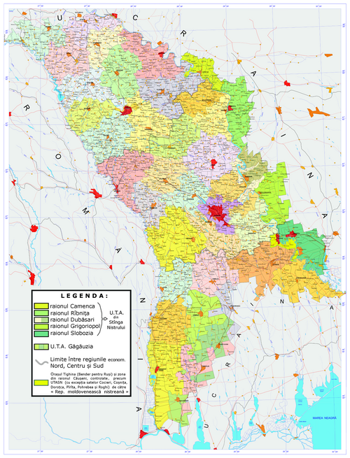 Mapa administracyjna Mołdawii
