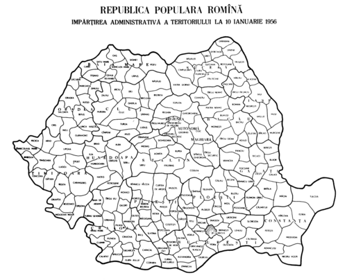 Mapa administracyjna Rumunii 1956