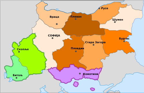 Mapa administracyjna Bułgarii II WŚ