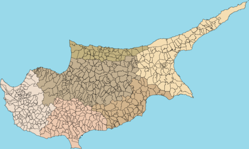 Mapa administracyjna Republiki Cypru