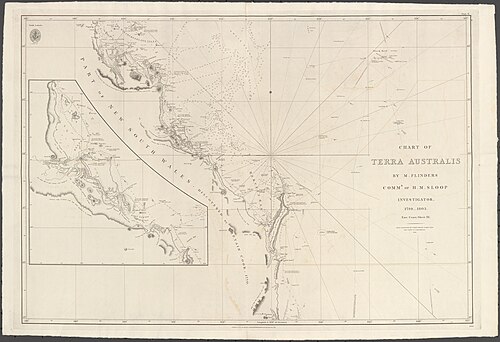Mapa Admiralicji nr 1068 Mapa Terra Australis. Arkusz III Wybrzeże Wschodnie, 1814