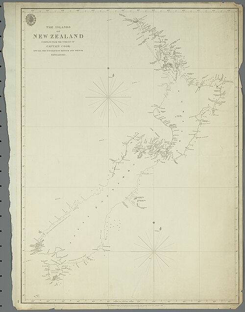 Mapa Admiralicji: Wyspy Nowej Zelandii (1838)