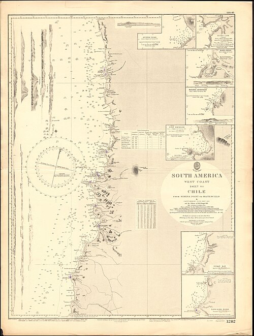 Mapa Admiralicji nr 1282 Sirena Point do Maitencillo, 1840–1931