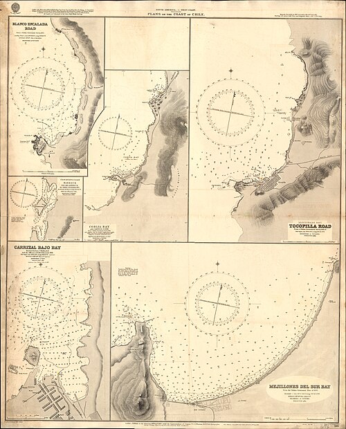 Mapa Admiralicji nr 1301 Plany wybrzeża Chile, 1892–1912