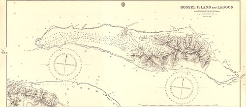 Wyspa Rossel, mapa Admiralicji 1890