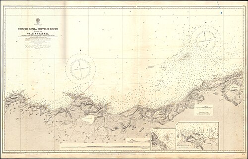 Mapa Admiralicji nr 252 Przylądek Bugaroni do Fratelli Rocks, 1917